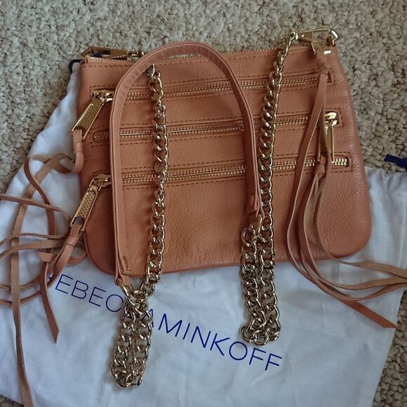 REBECCA MINKOFF Leather Mini  Triple Zipper Crossbody Small Shoulder Bag - Picture 8 of 12